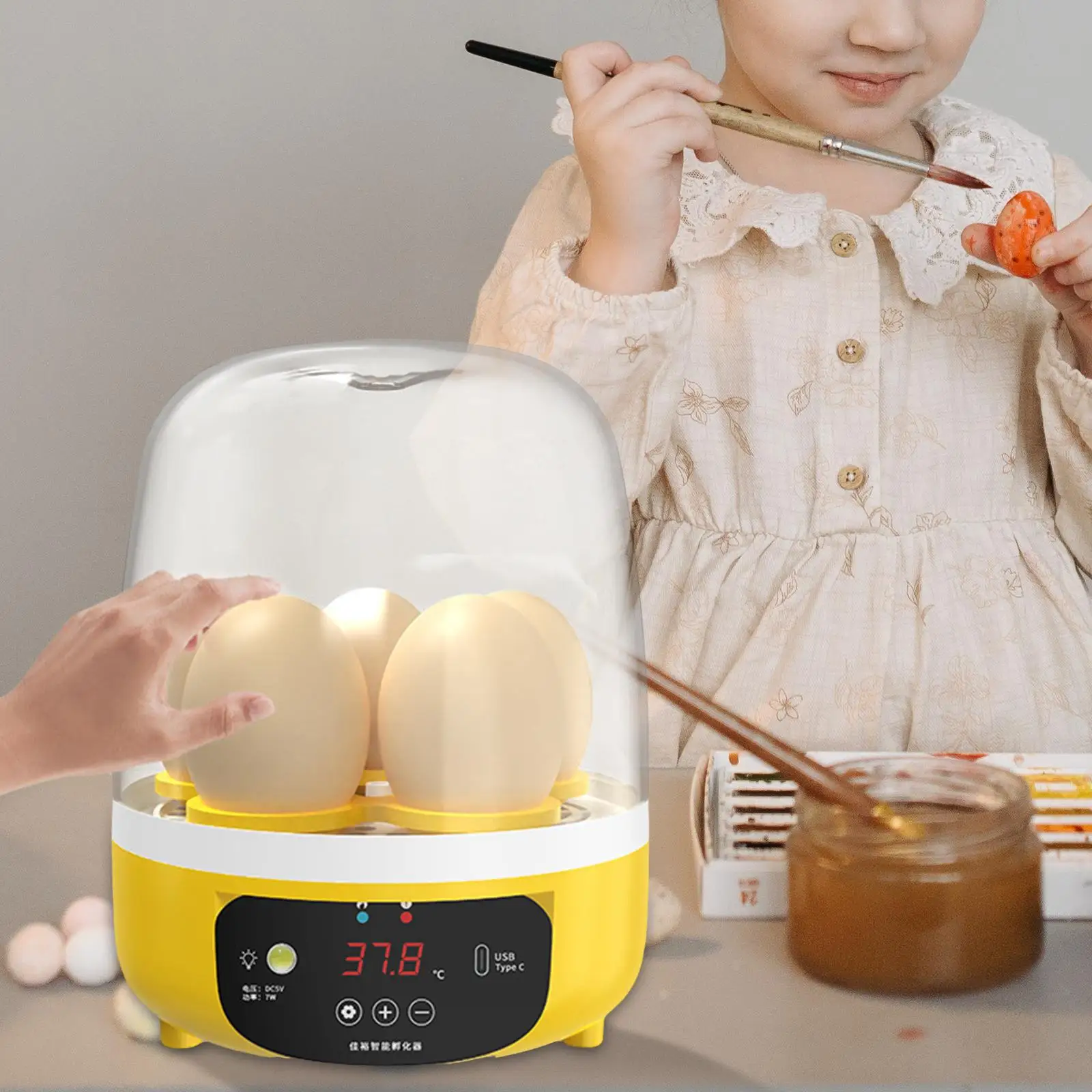 Portable Digital Automatic Egg Incubator 5 Eggs Auto Turner Small Poultry Hatcher Machine for Hatching Parakeet Quail Goose Bird