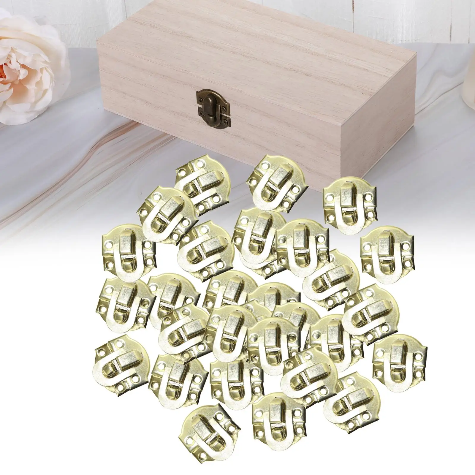 50x Smooth Box Catch latches Hasp Locks Padlock Retro Style Decoration Buckles for Jewelry Boxes Cabinet Furniture Drawer