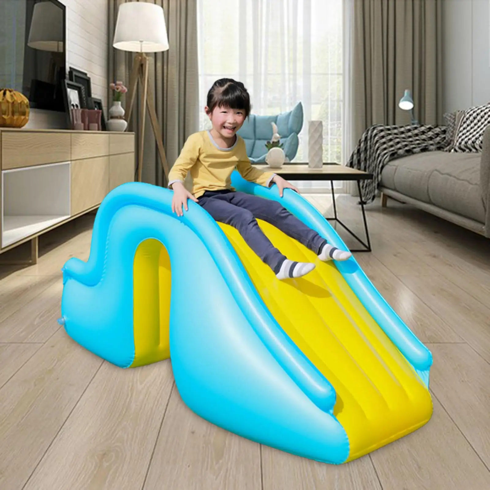 Inflatable Pool Slide Anti Slip Steps Folding PVC Toddler Slide for Yard Paddling Pool Outdoor above Ground Pool Water Play Toys