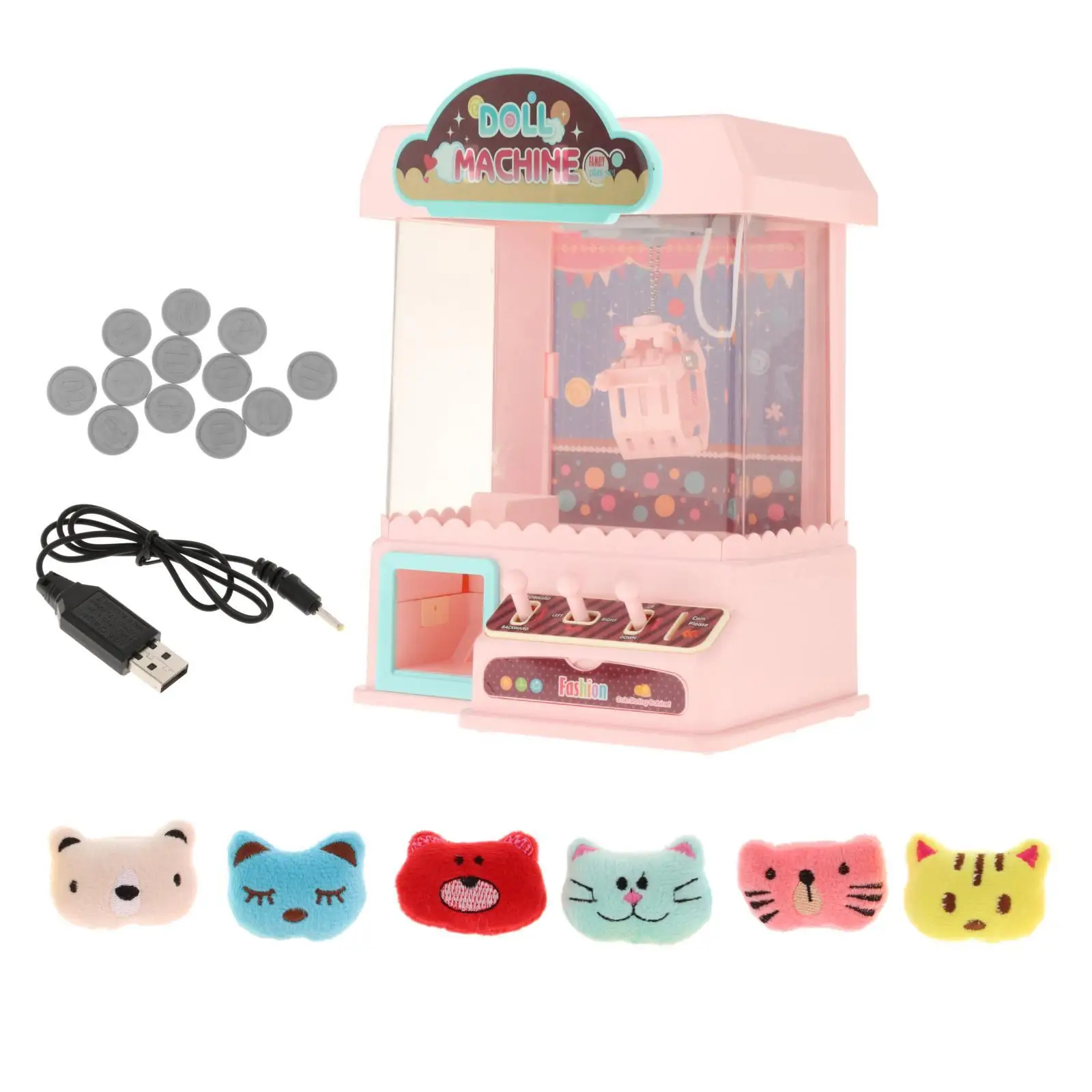 Claw Machine with 6 Dolls with Lights & Sounds Girl Grab Doll Clip Vending Grabber Machine for Kids Children Birthday Gifts