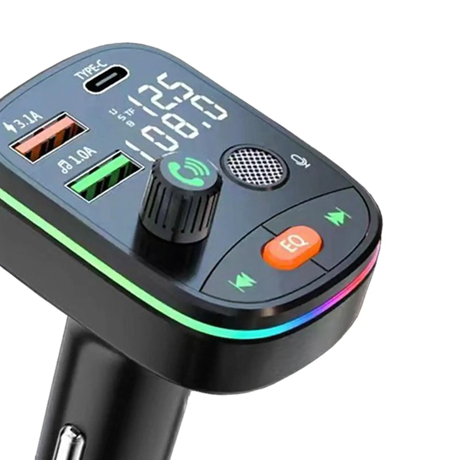 FM Transmitter Colorful Atmosphere Lights PD Dual USB Charging Easy to Install MP3 Player Wireless Bluetooth FM Radio Adapter