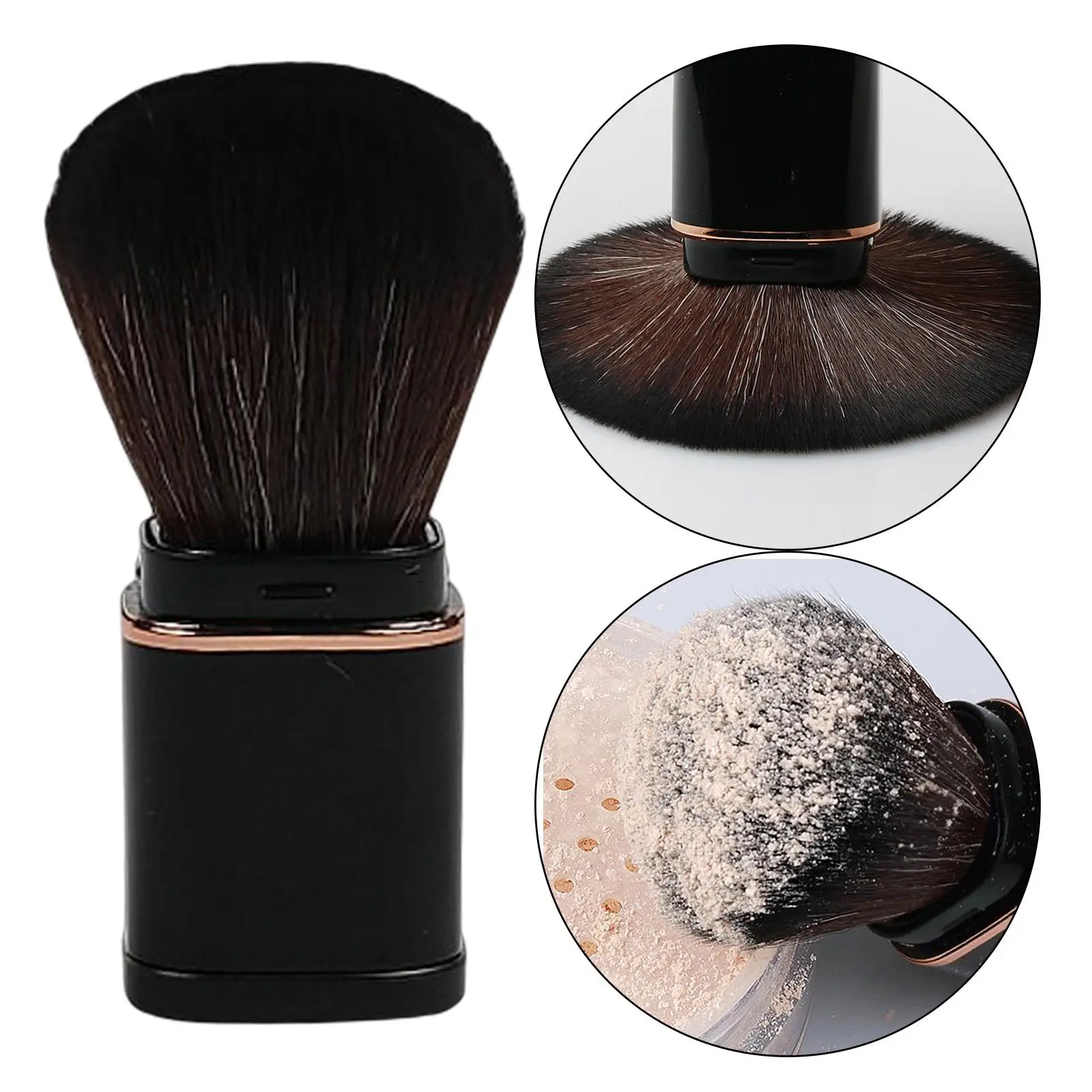 Portable Retractable Makeup Brush Small with Cover Blush Brush for Powder Contouring Highlighter Buffing