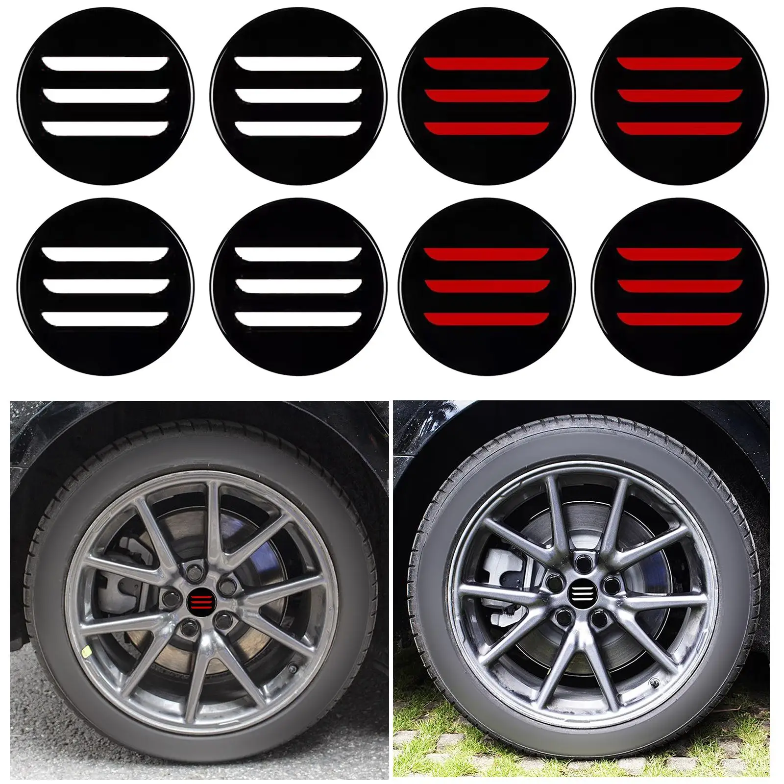 4 Pieces Car Wheel Center Hub Caps Sticker Frame Anti Scratch Fits for Tesla Model 3