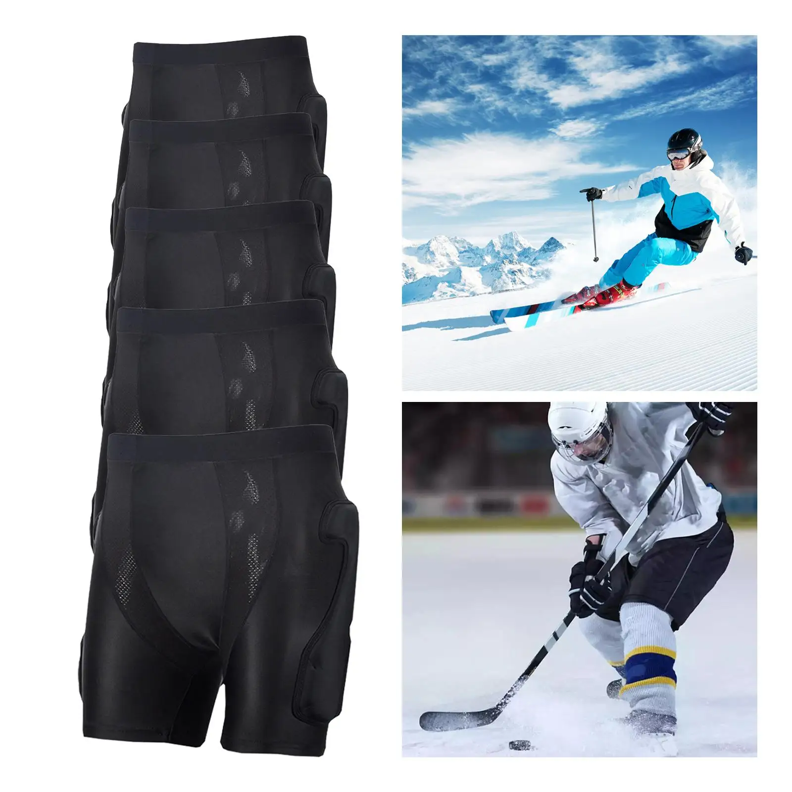 Protective Padded Shorts Pants Sports Ski Hip Pad Impact Resistance Pad Impact Pad for Riding Skate Ski Black Adults Teens