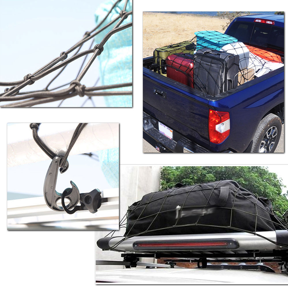 Universal Car Trunk Luggage Storage Cargo Organiser Nets 120x90cm Elastic Mesh Net with Hooks Auto Interior Accessories
