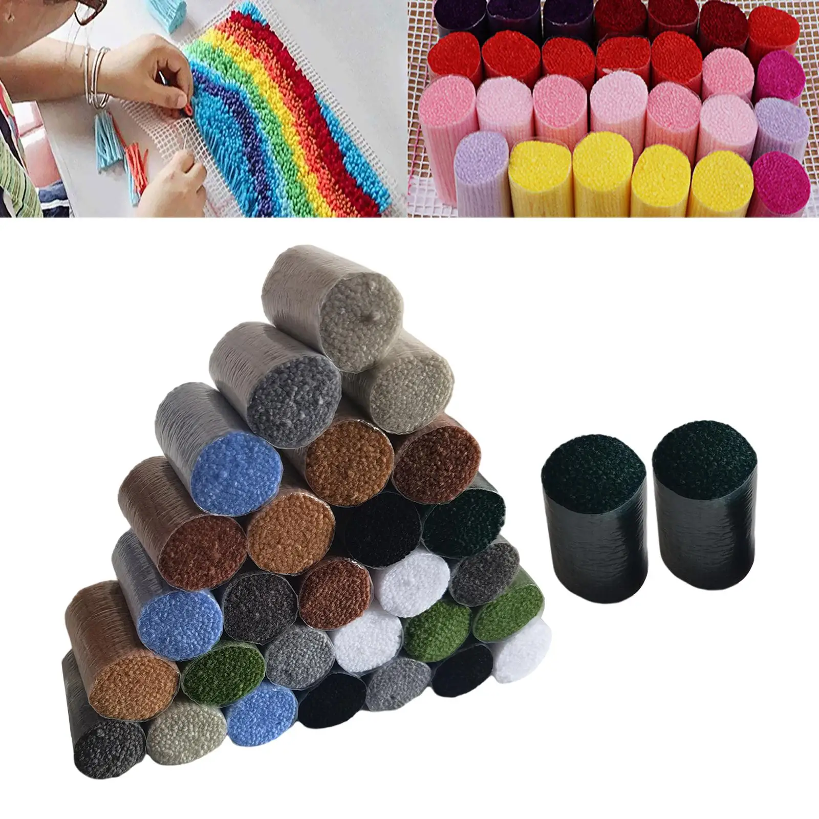 Needlecraft Yarn 30PC/Set Precut Assorted Colorful Yarn Bundles Latch Hook Yarn Cushion Cover Kit Latch Hook Rug Yarn for Sewing