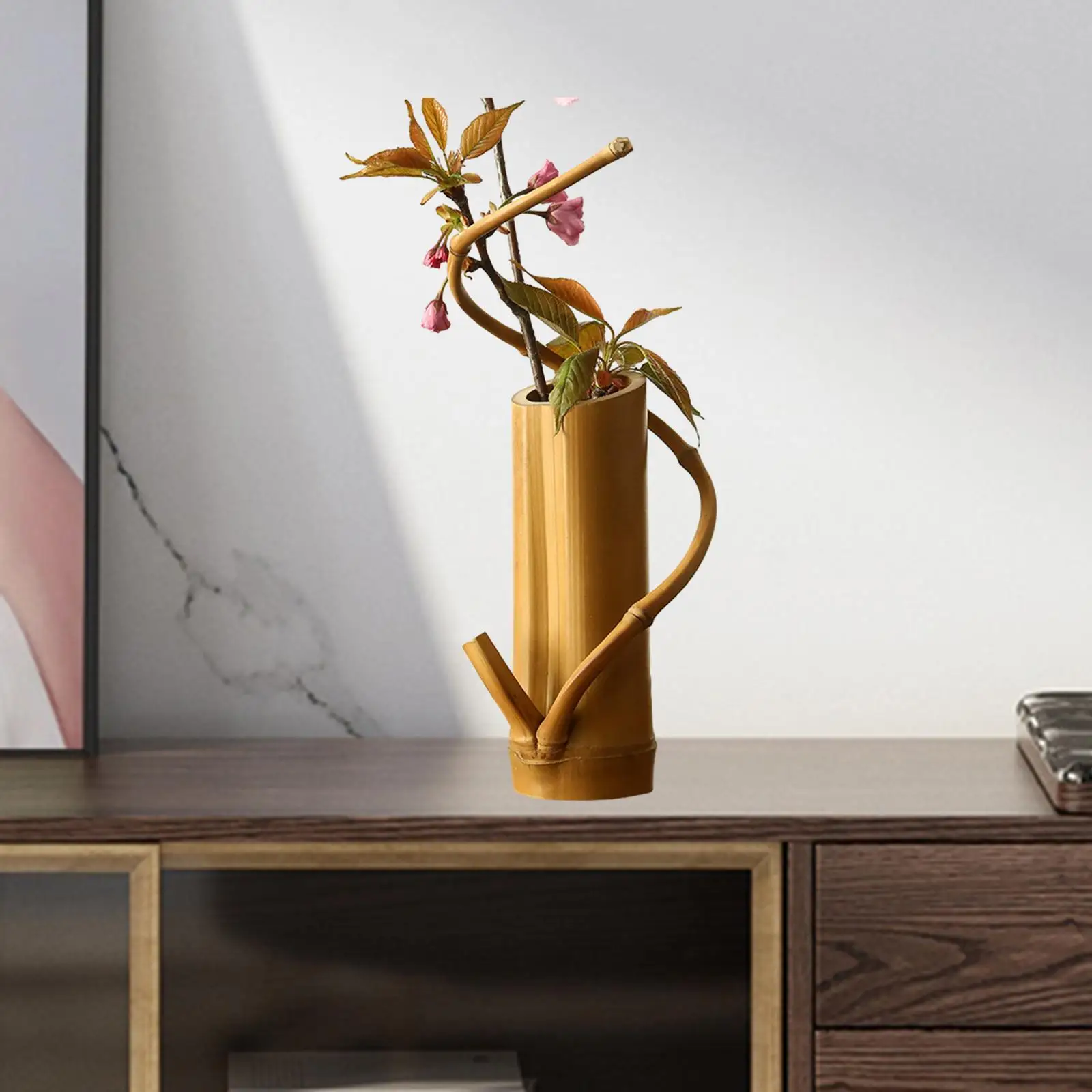 Bamboo Flower Vase Tabletop Decoration Multipurpose 15x5cm Rustic for Coffee Table Decor Lightweight Minimalist Durable Stylish