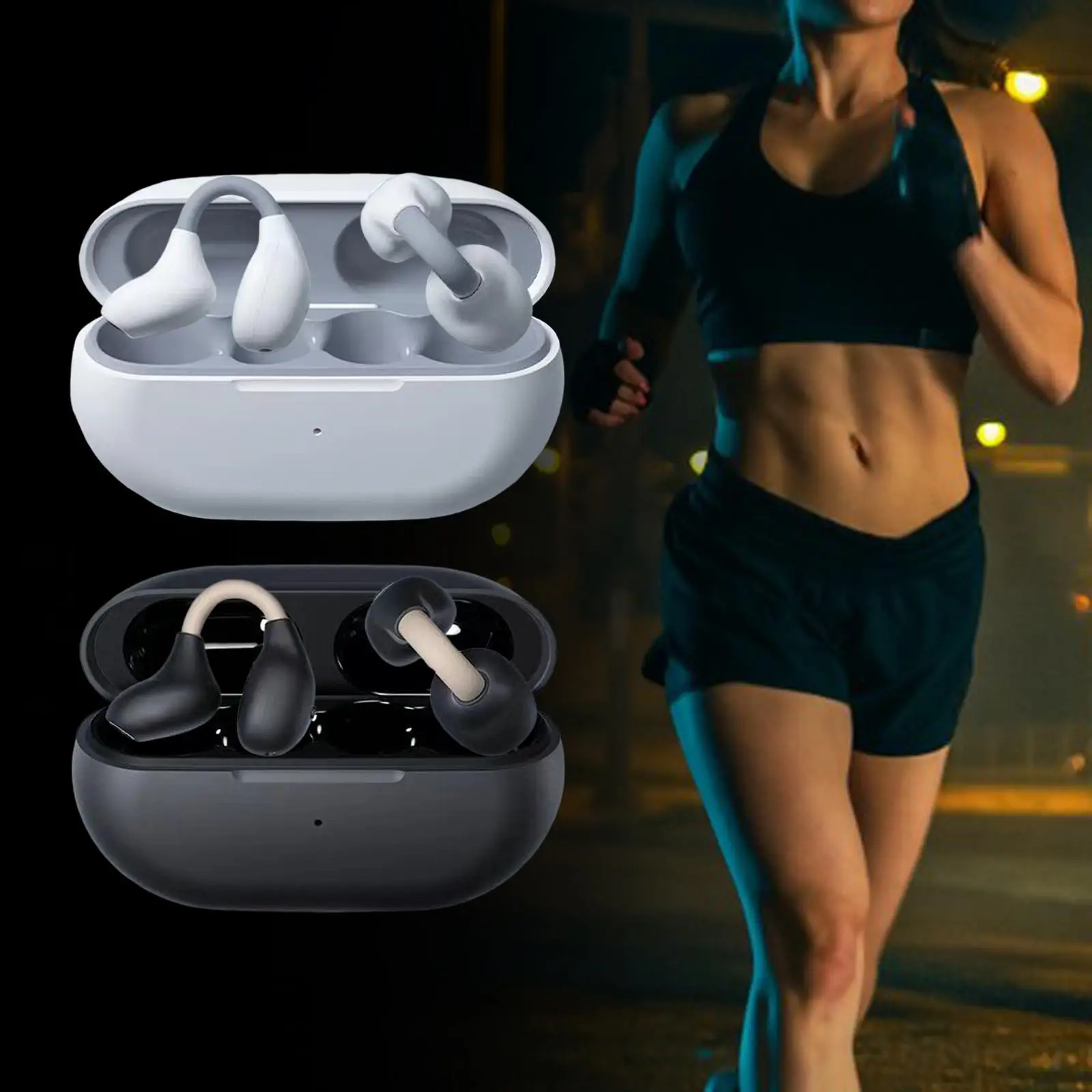 Ear Clip Wireless Earbuds Earpiece Auto Pairing V5.3 Headset Calling Clip On Headphones for Fitness Workout Driving