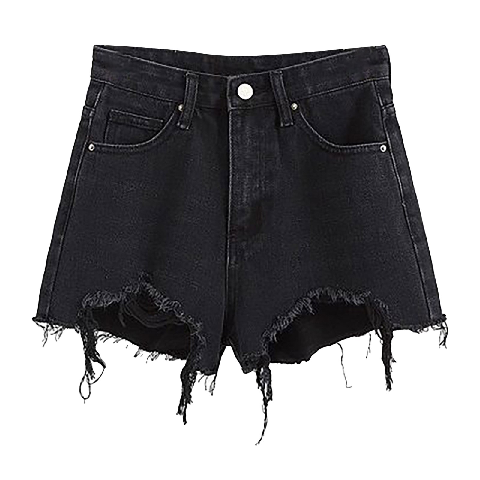 Title 2, Glands noir Denim Shorts femmes mode trou Mini ...