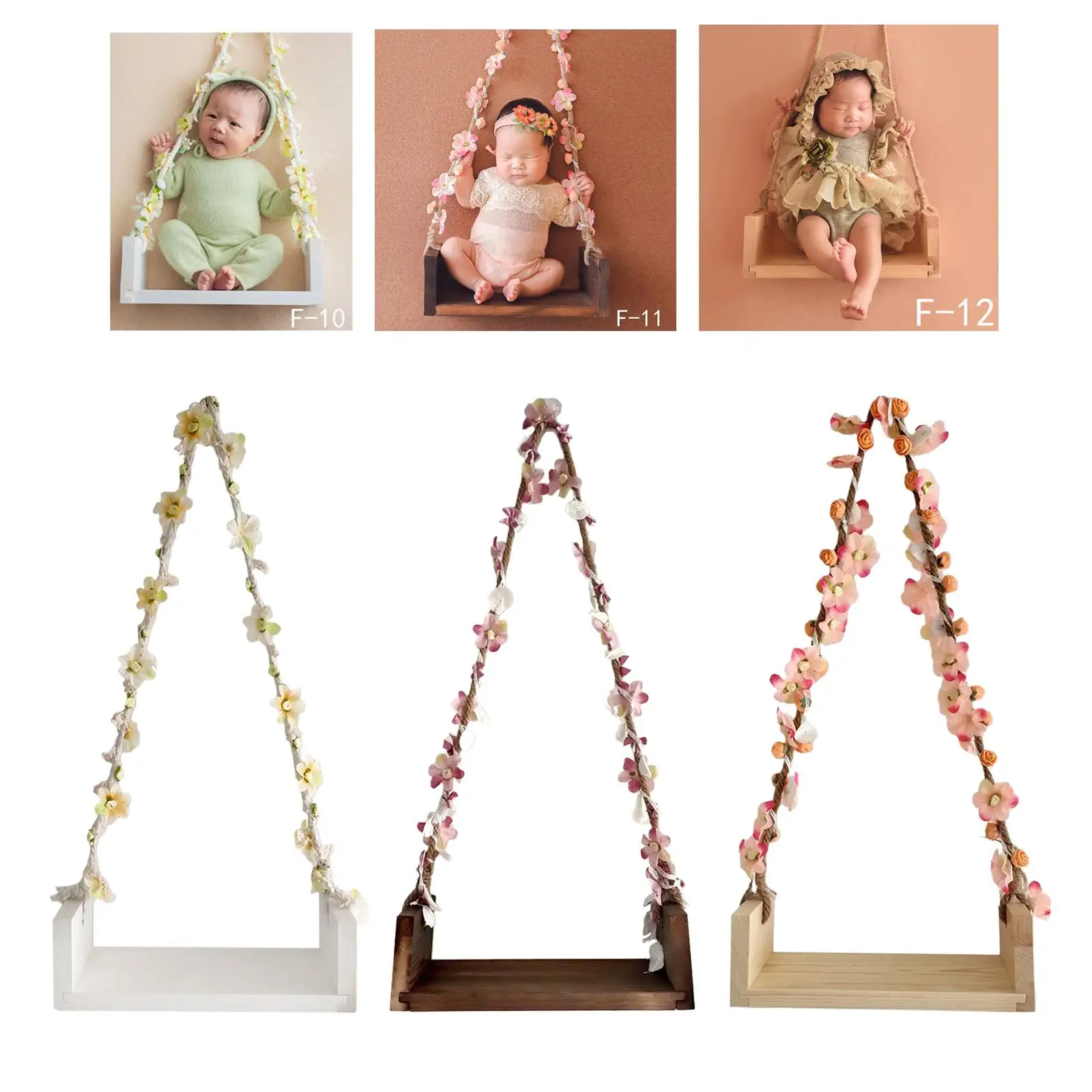 Newborn Photography Props Wooden Swing Seats Baby Shower Gifts Photo Posing Aid for Newborn Girls Baby Infants Kids