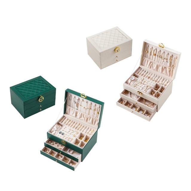 Jewelry Storage Stackers Jewelry Box Amazon Three Layer Leather