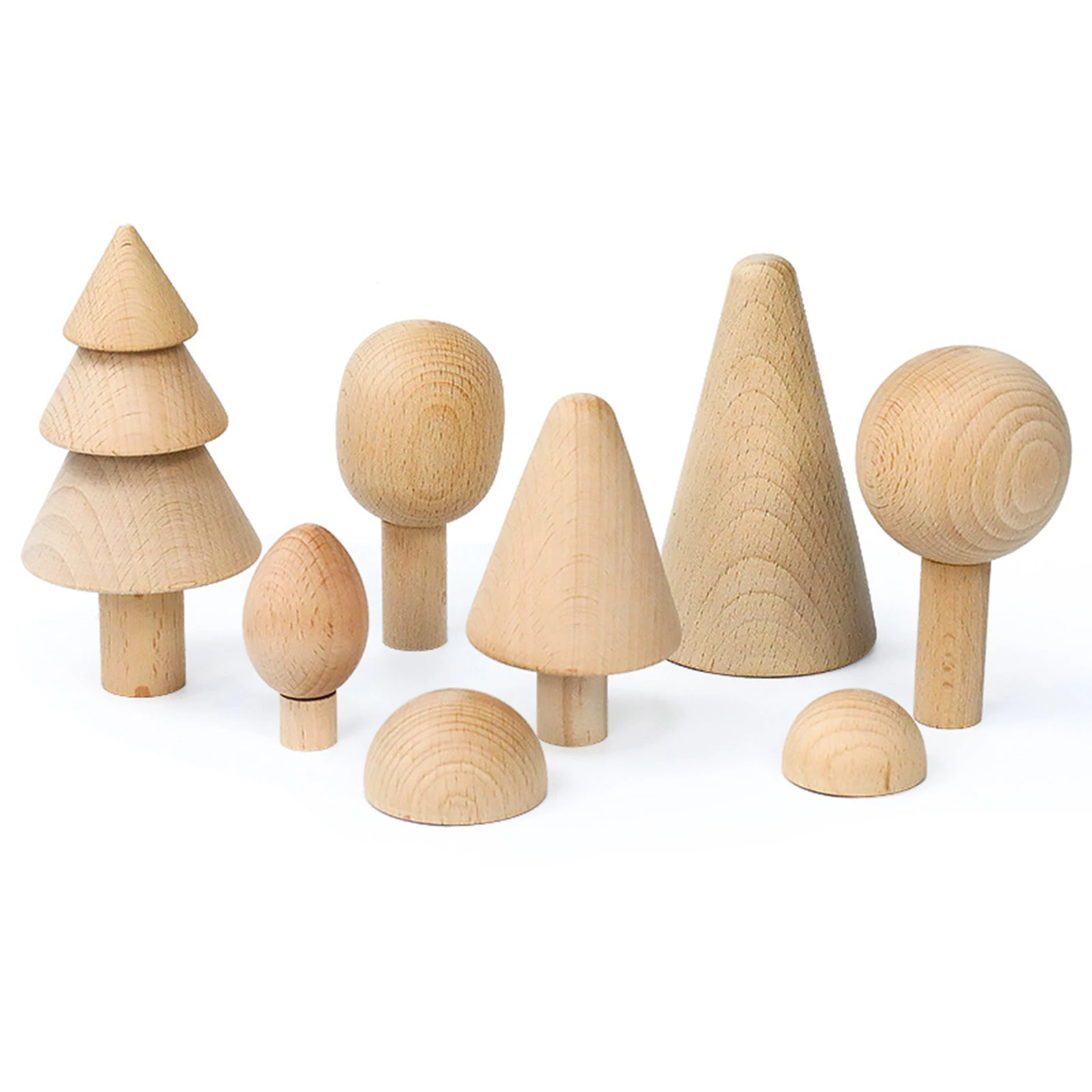 7pcs wood tree Shape Blcoks Yard Stacking Educational Preschool Learning Toys Set for 3 Year Old Children