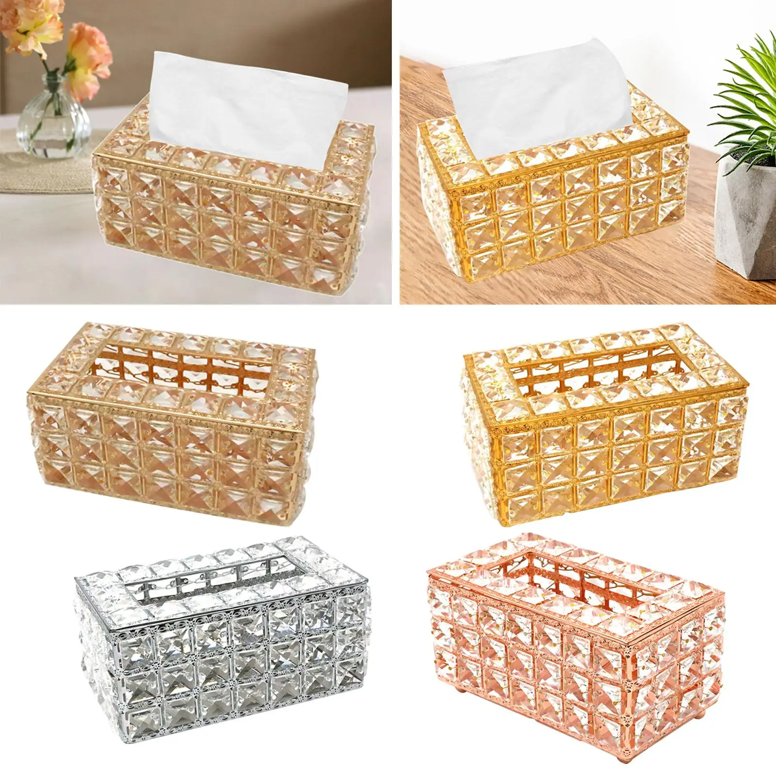 Crystal Facial Tissue Box Holder Crystal Cube Napkin Dispenser Bedroom Office Hotel Cafe Coffee House Bar