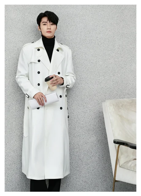 Men Spring Autumn Trench Coat While Daily Smart Casual British Style Double  Breasted Luxury Turn-down Collar Outwear