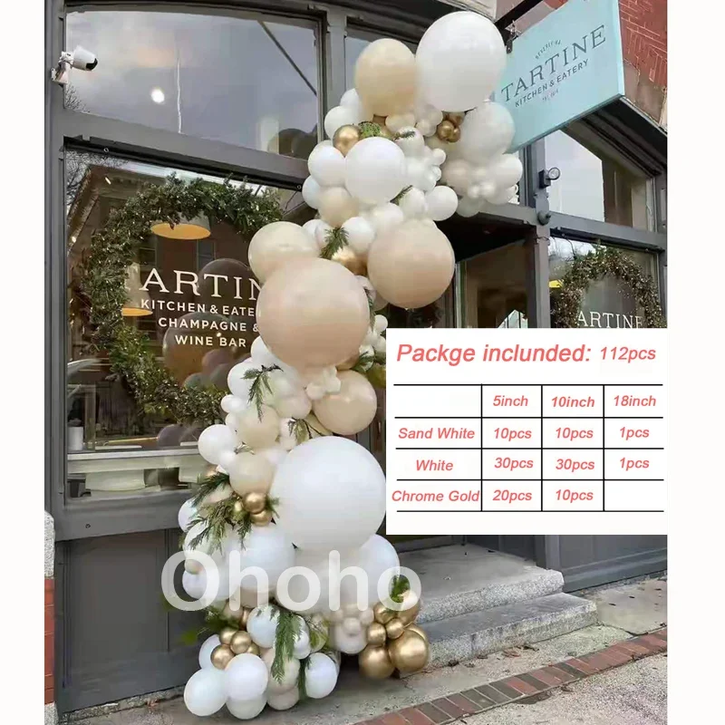 Description Picture 4 of itemCoffee Brown Beige Balloon Garland Arch Kit Oh Baby Shower Decoration Rustic Wedding Kids Birthday Party Baptism Christening