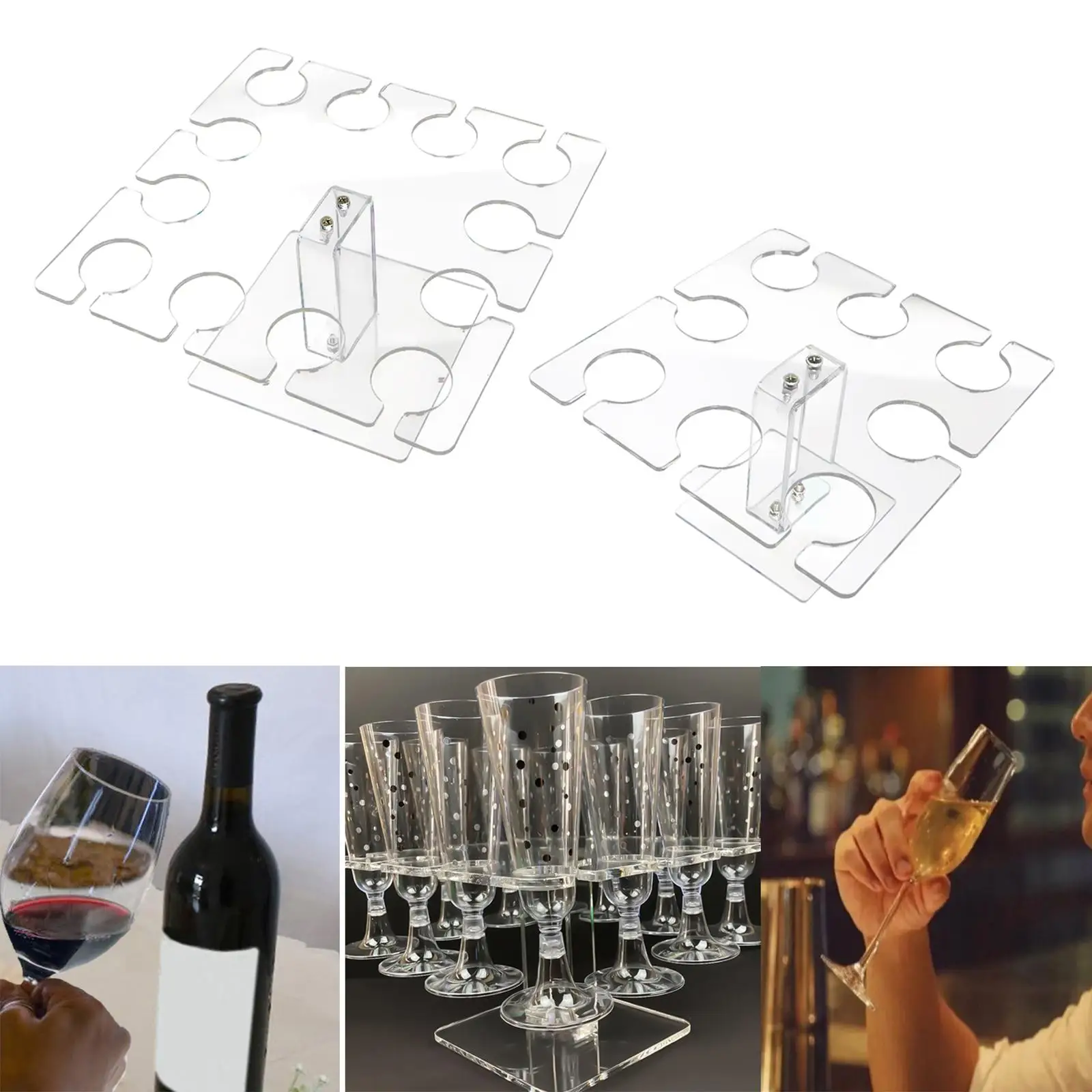 Acrylic Wine Glass Holder Mini Sturdy Serving Tray Drink Cups Display Rack Modern for Pantry Restaurant Countertop Kitchen Table