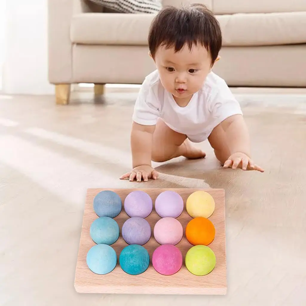 Wooden Ball Toy Color Recognition Children Early Intelligence Development Early