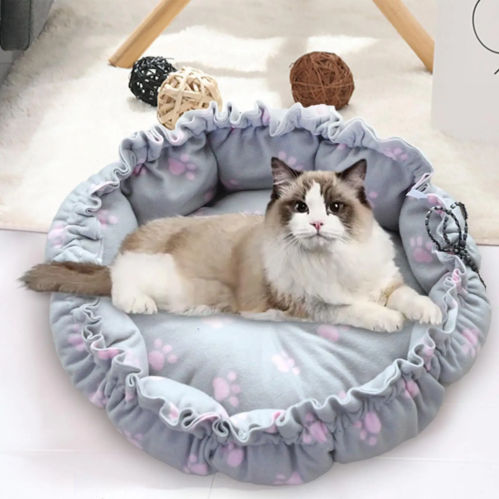 Dog Sleeping Bed Pet Cat Cushion Kennel Warm Washable Adjustable Nest Winter Kitten Bed for Home Outdoor Indoor Pet Supplies