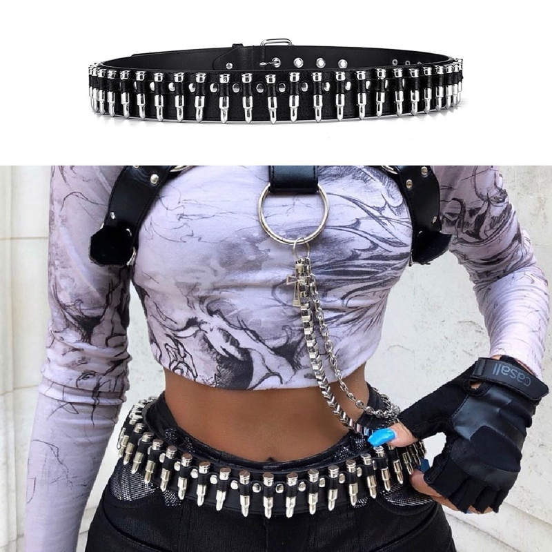 Title 2, Light Luxury Men Thin Brim Belt with Bullet Dec...