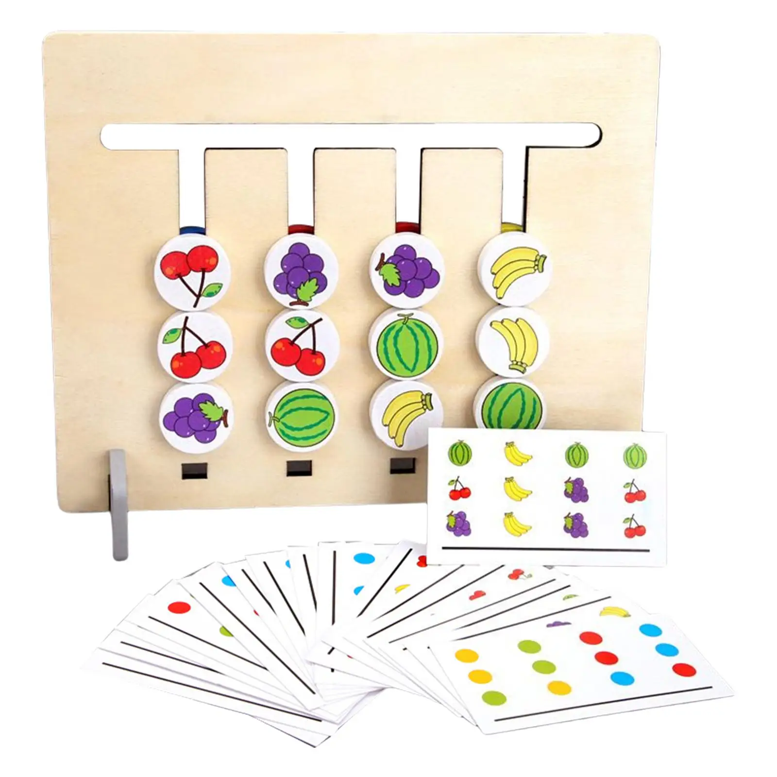 Kids Slide Puzzle Board Wood Fruit Sorting Matching Toy for 2 to 6 Age