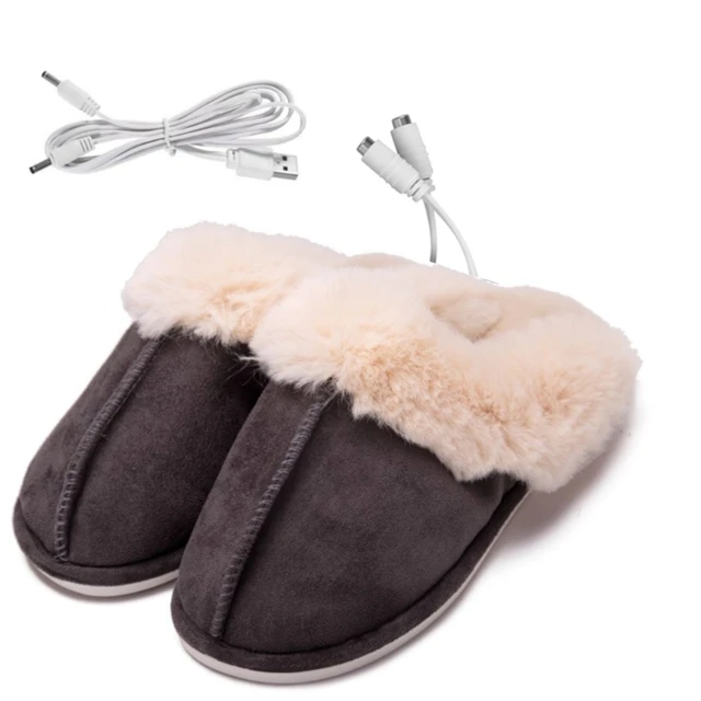 1 paio di pantofole riscaldanti elettriche USB riscaldate scarpe di peluche  scaldapiedi per interni scarpe invernali per il freddo scarpe da casa P31B