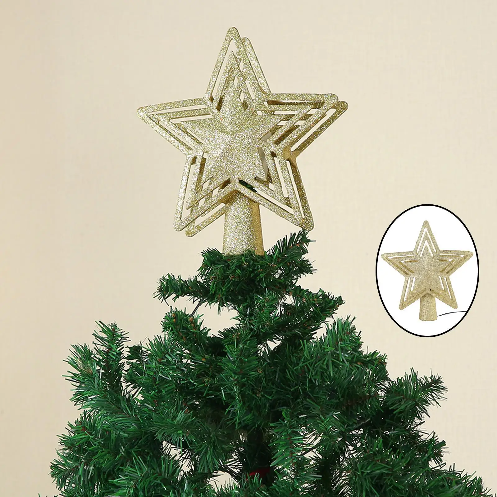 Shiny Christmas Lighted Star with Snowflake Light Xmas New Year Party Decoration