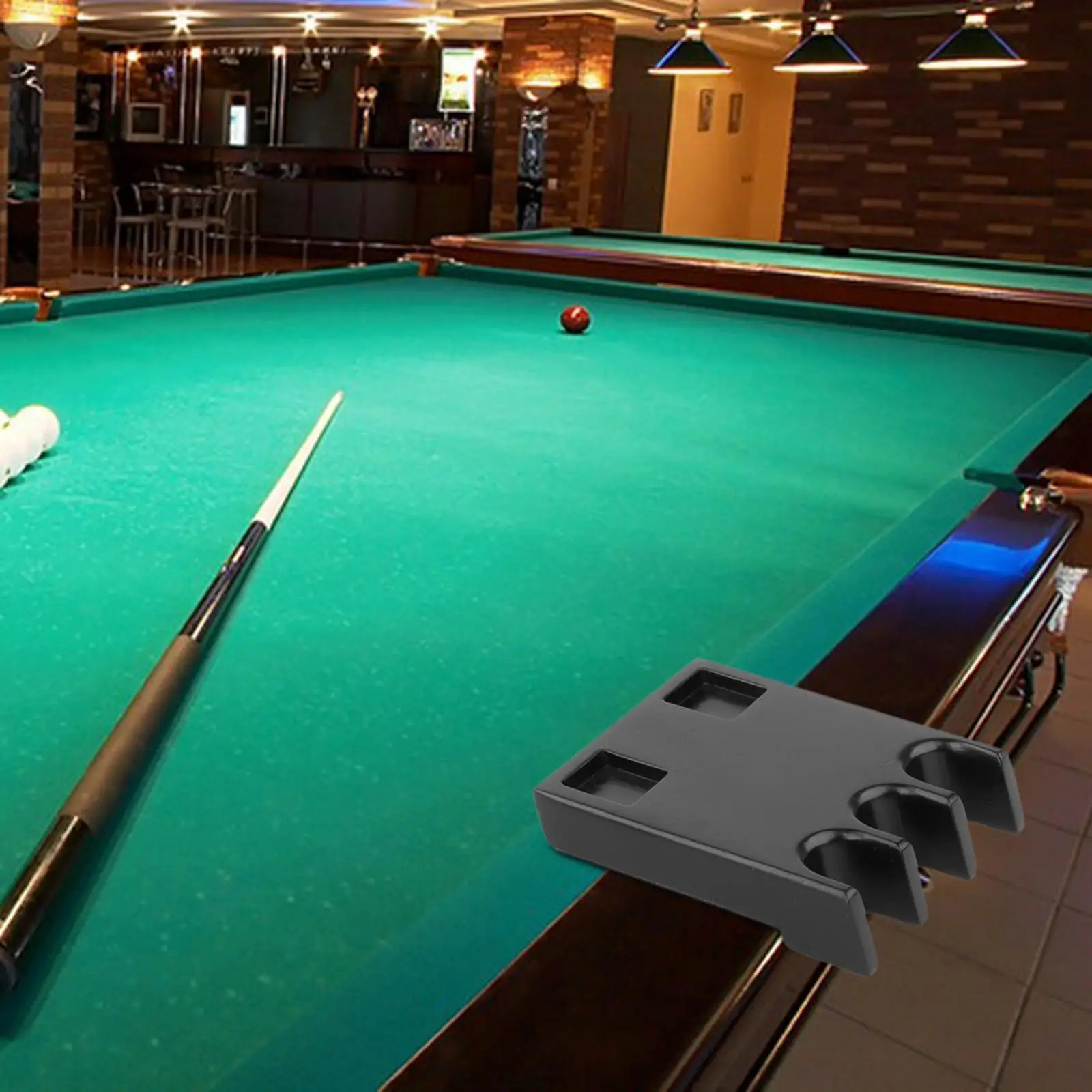 Pool Cue Holder Table Portable Wood with 2 Chalk Holes Cue Holder Stand