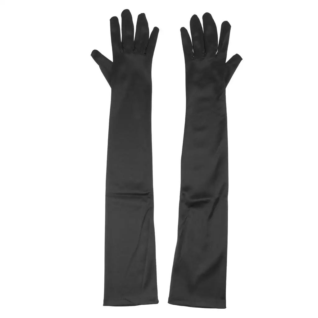 Bridal Gloves In Delicate Satin Black Long Finger Gloves Accessories