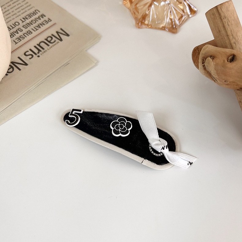 Licht Luxus Schwarz Weiß Blume Perle Gebrochene Haarnadel Mädchen Süße Nette BB Clip Zubehör Kopfschmuck – Detail 6