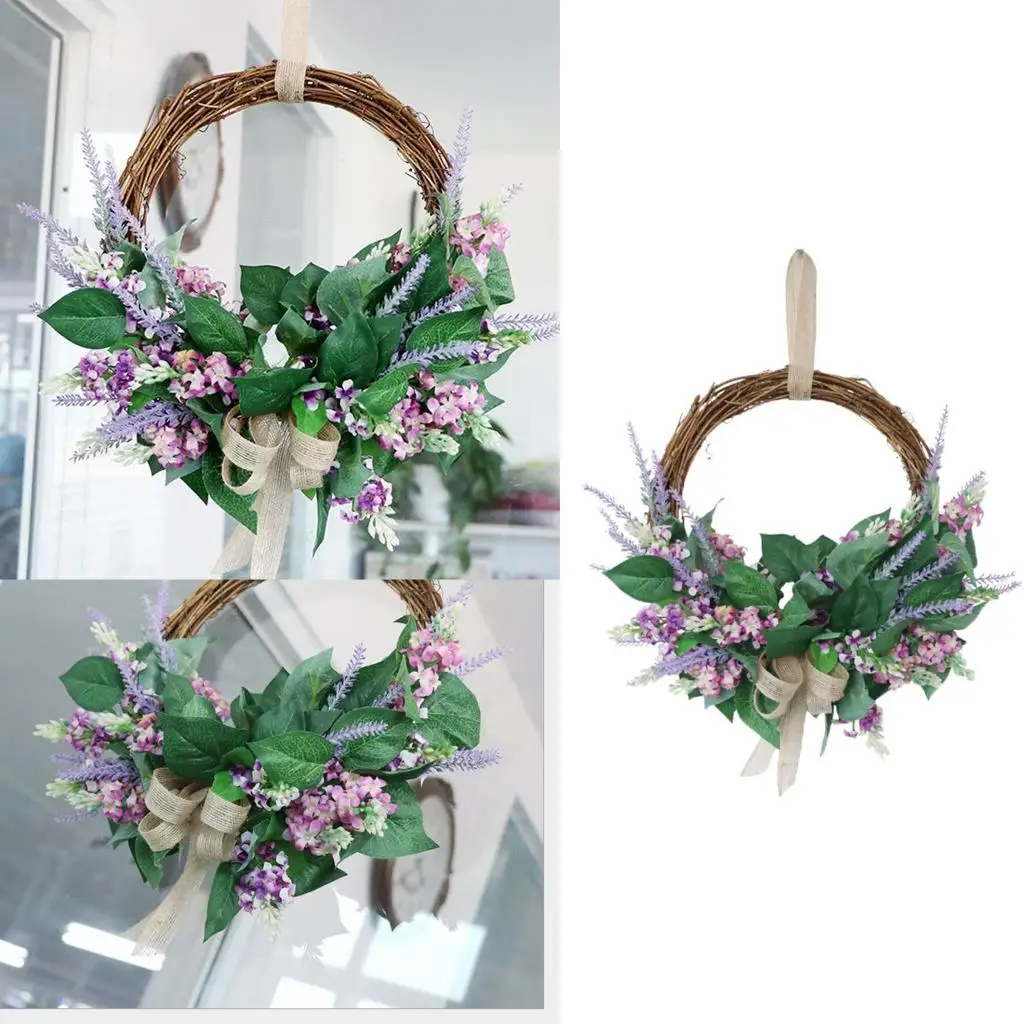 Handmade Lavender Floral Wreath Artificial Simulation Garland for  Door, Home Decor  Fall, Weddings
