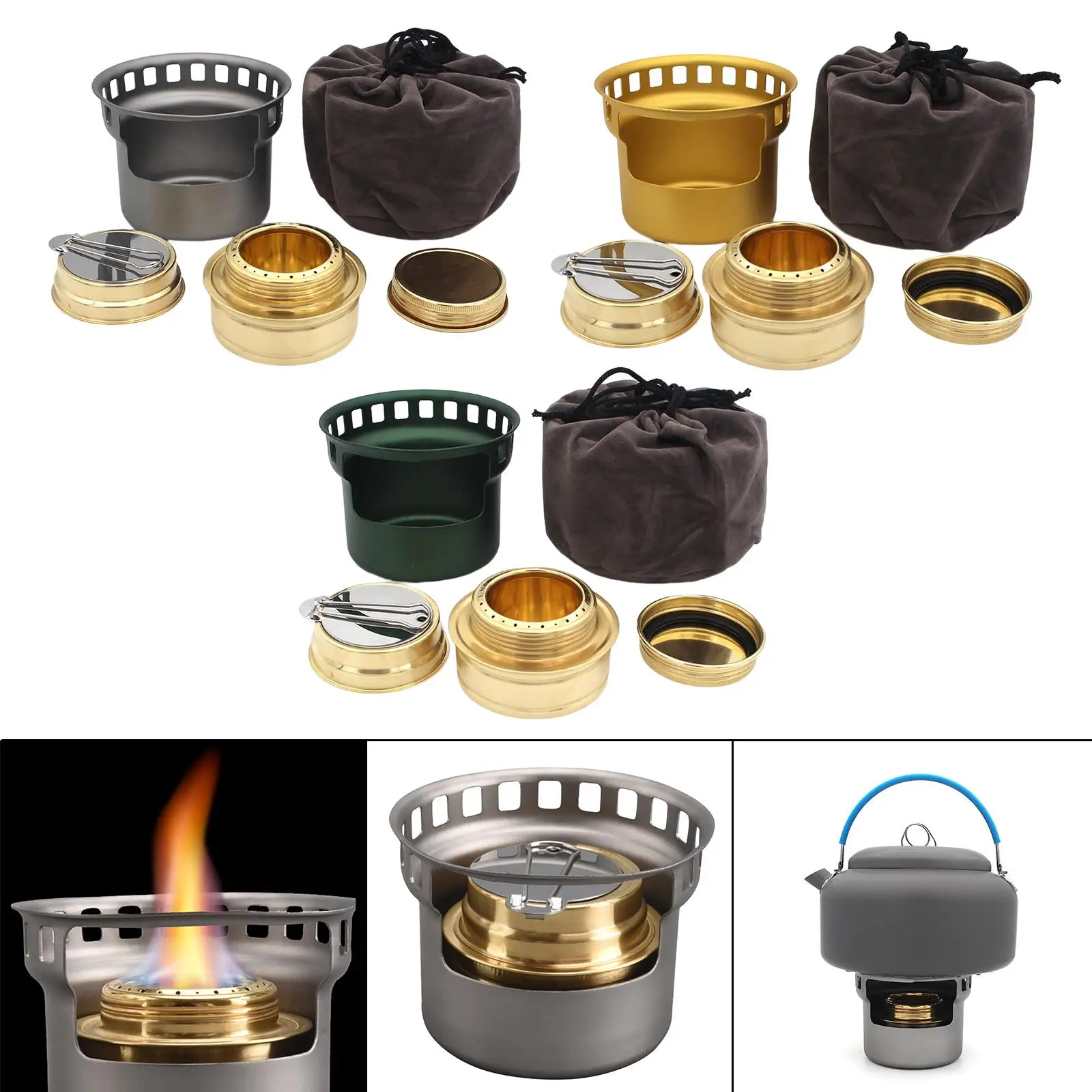 Small Alcohol Burner with Storage Pouch Pocket Stove Spirit Burner for Outdoor Climbing