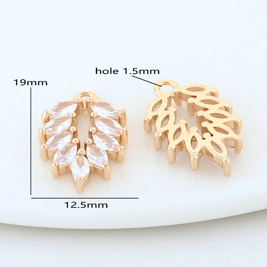19MM 16MM 18MM 14K vergoldetes Messing Blatt Blätter Charms Anhänger Halskette Ohrringe Schmuckherstellung Zubehör Zubehör – Detail 3
