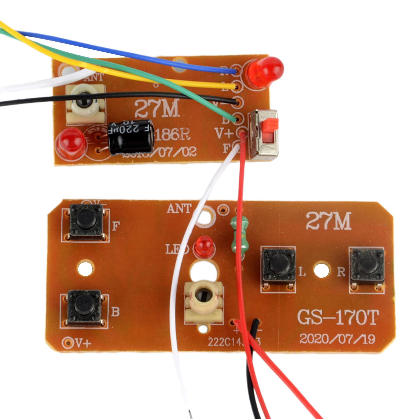 2 Pieces Transmitter Receiver Board Module Set Remote Control 27MHz Circuit PCB 4CH for Model Trucks Crawler RC Car DIY Modified