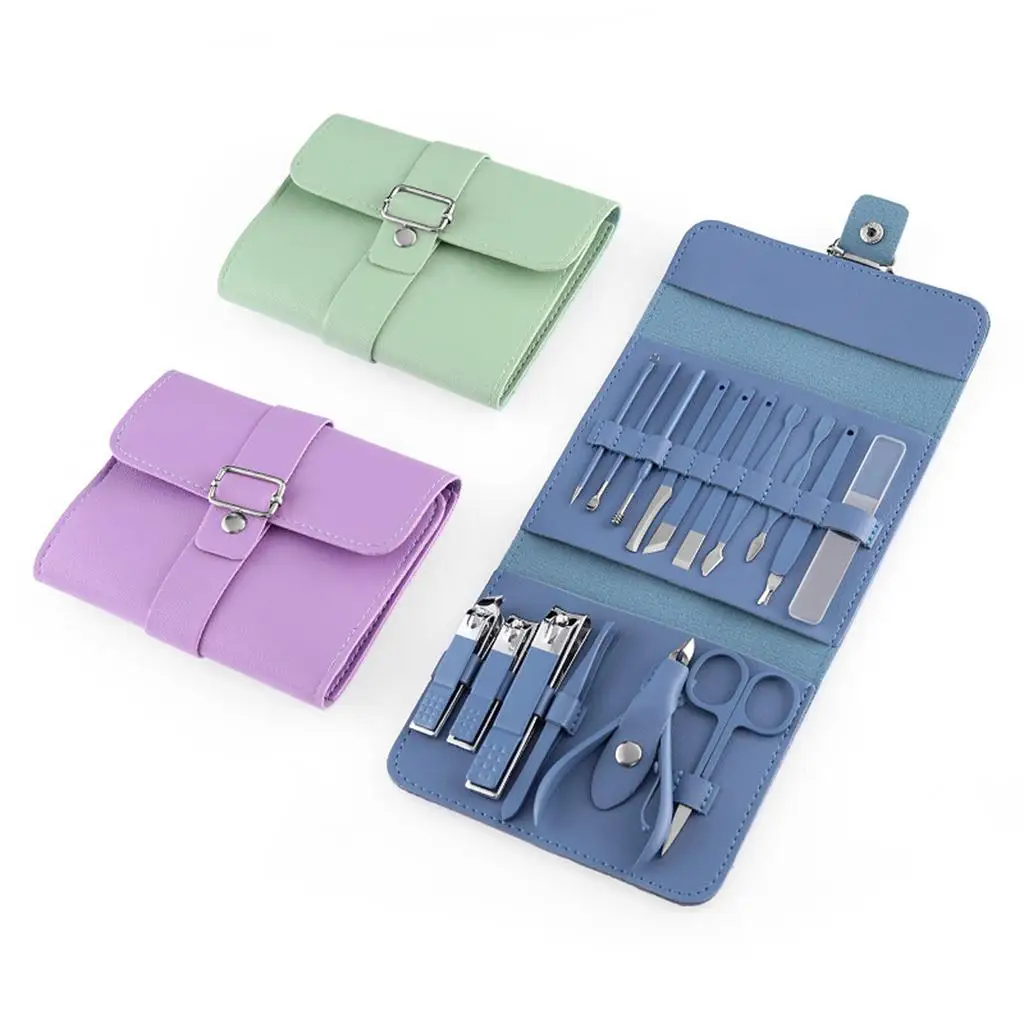 16x Manicure Set Nail Clippers Kit Manicure Ear Spoon for Home Travel Portable Men Women Travel Pedicure Care Tools