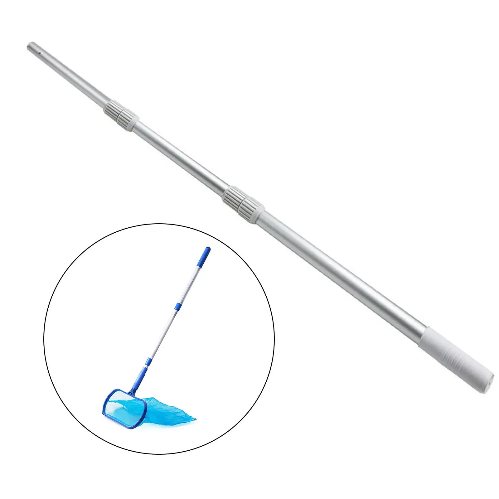Pool Pole White Expandable Pool Cleaning Tools Pool Poles for Cleaning for Skimmer Rake Brush Pool Net Skimmer Net Vacuum Head
