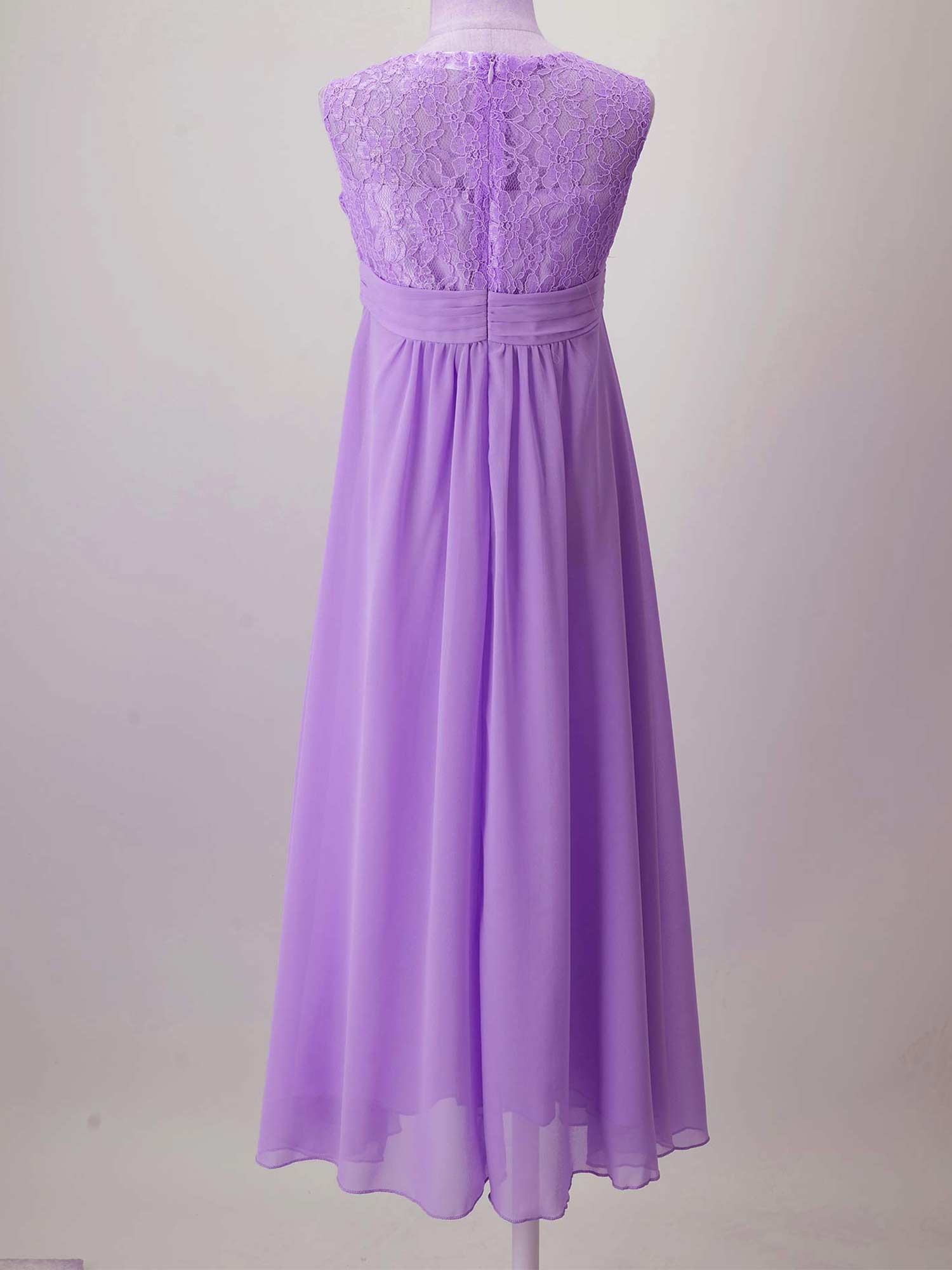 4-16Yrs Mädchen Ärmellosen Chiffon Spitze Party Kleider Blume Mädchen Kleid Pageant Hochzeit Brautjungfer Geburtstag Prinzessin Maxi Kleid – Detail 6