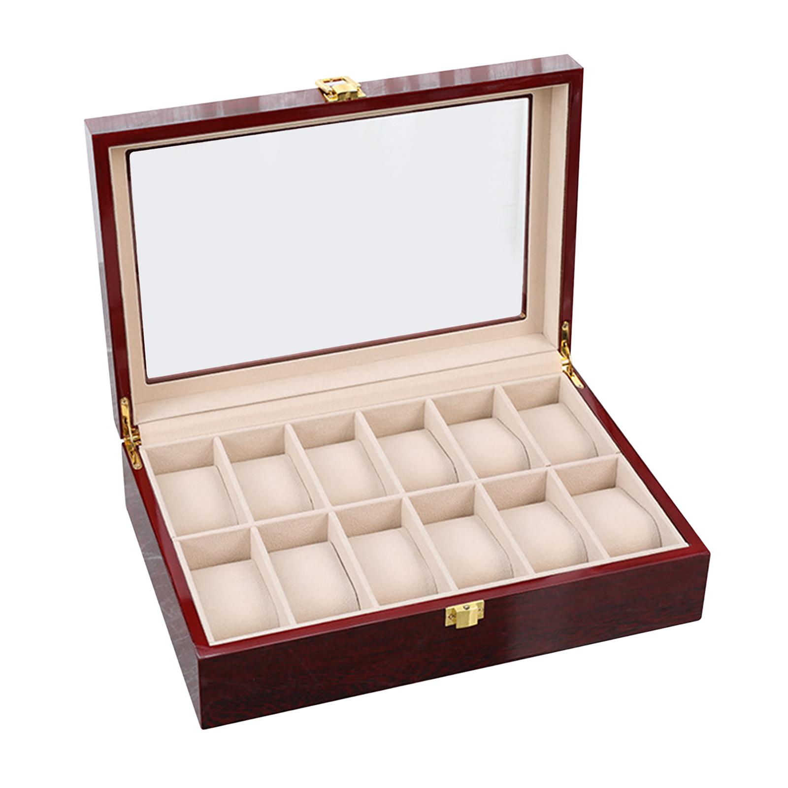 Watch Storage Box Portable Wooden Watch Box for Girls Women Home Decoration Table Dresser Shop Display Watches Jewelry Display