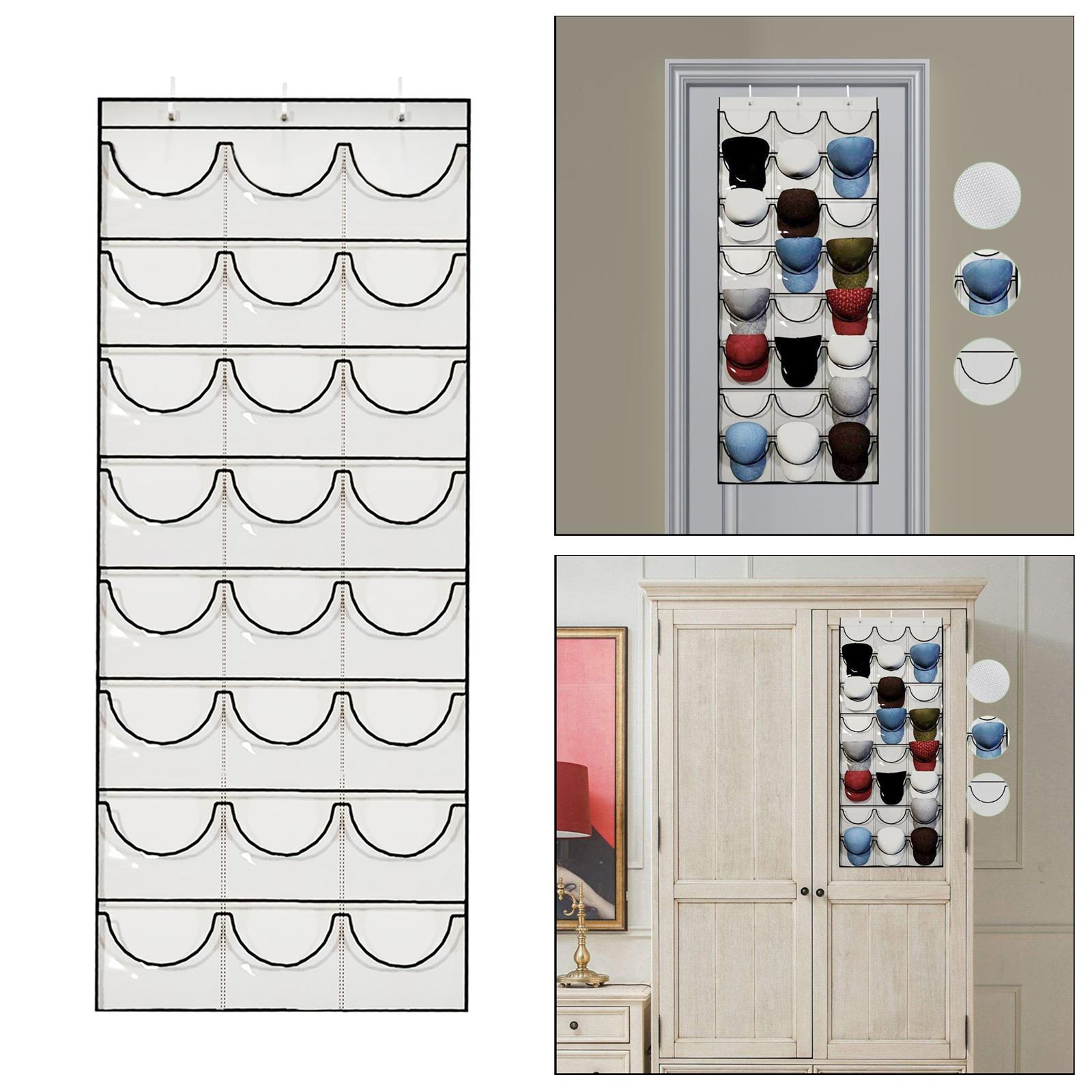 Baseball Caps Rack Scarf Bag Hooks 24 Clear Door Closet Hanger Holder Round Storage Shelf Home Organizer Storage Hat Holder