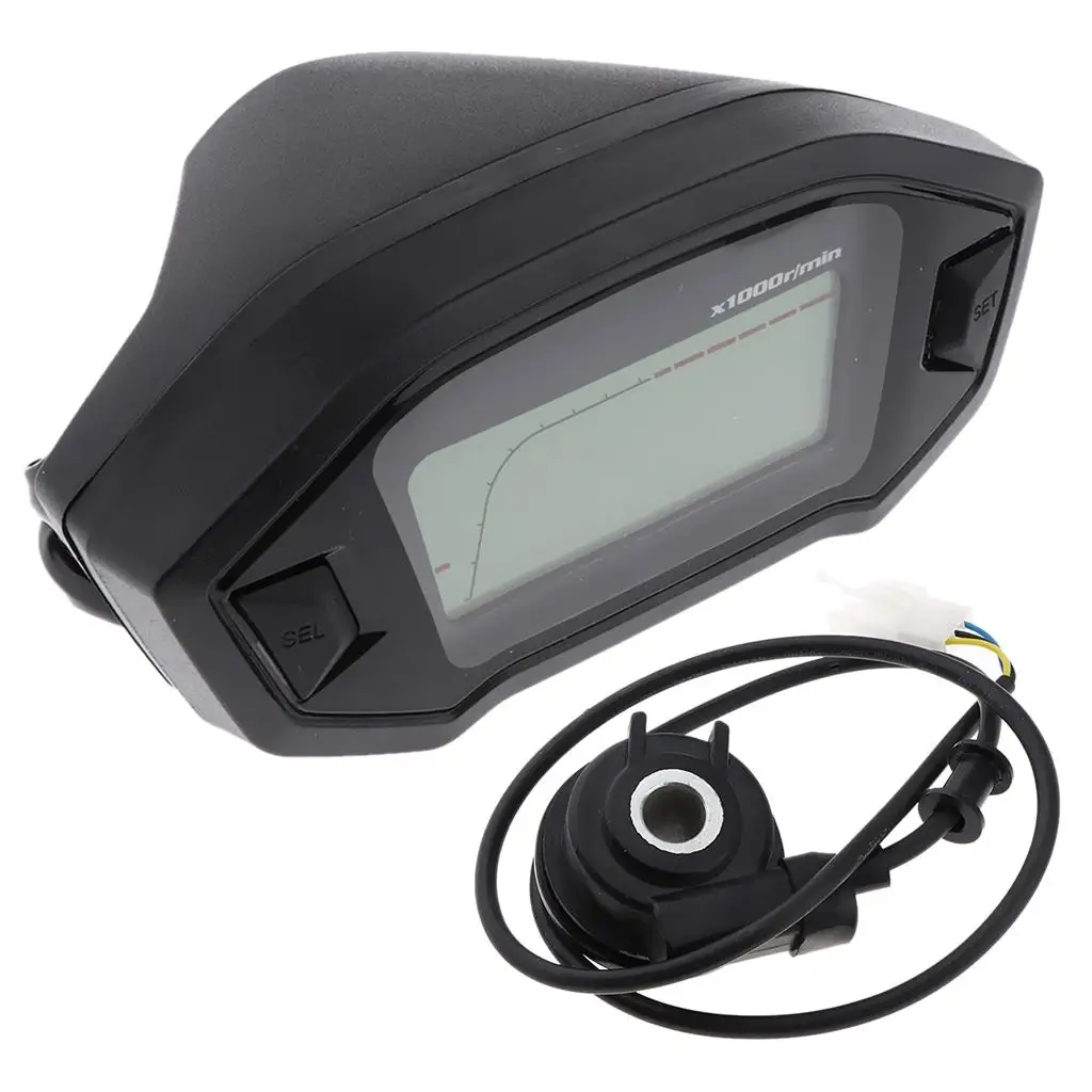 199 Km / H Universal 7 Colors Digital 14000 Rpm Speedometer Tachometer