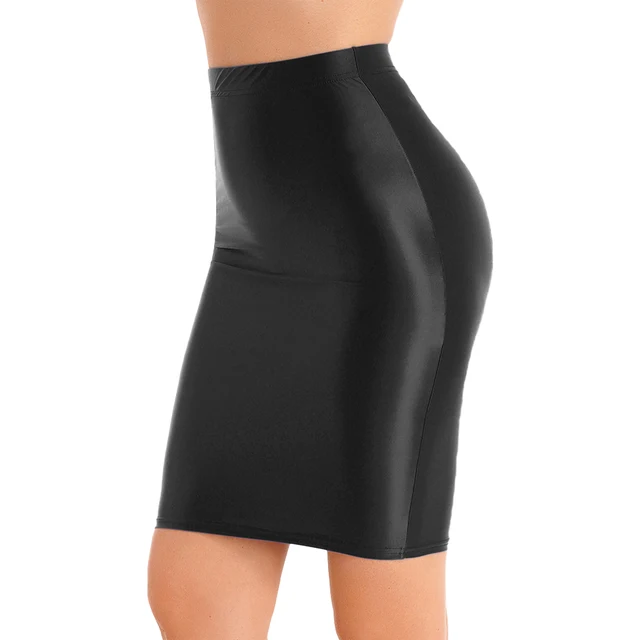 Black bodycon pencil skirt high waisted shapewear medium Shinestar