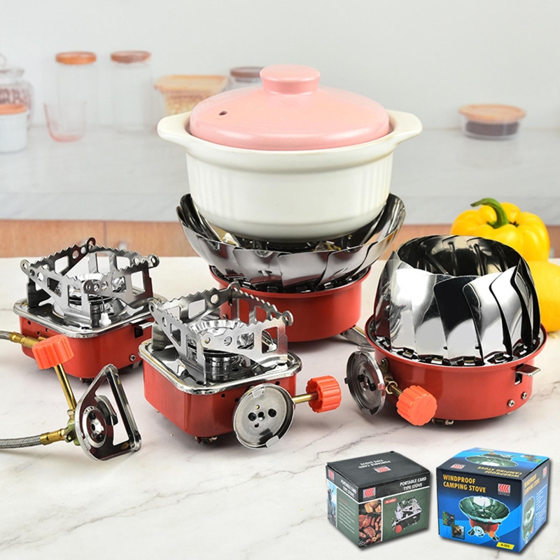 Lightweight Picnic Gas Stove Portable Camping Stove Stainless Steel Folding Gas Burners Windproof Stove Cooker Cookware