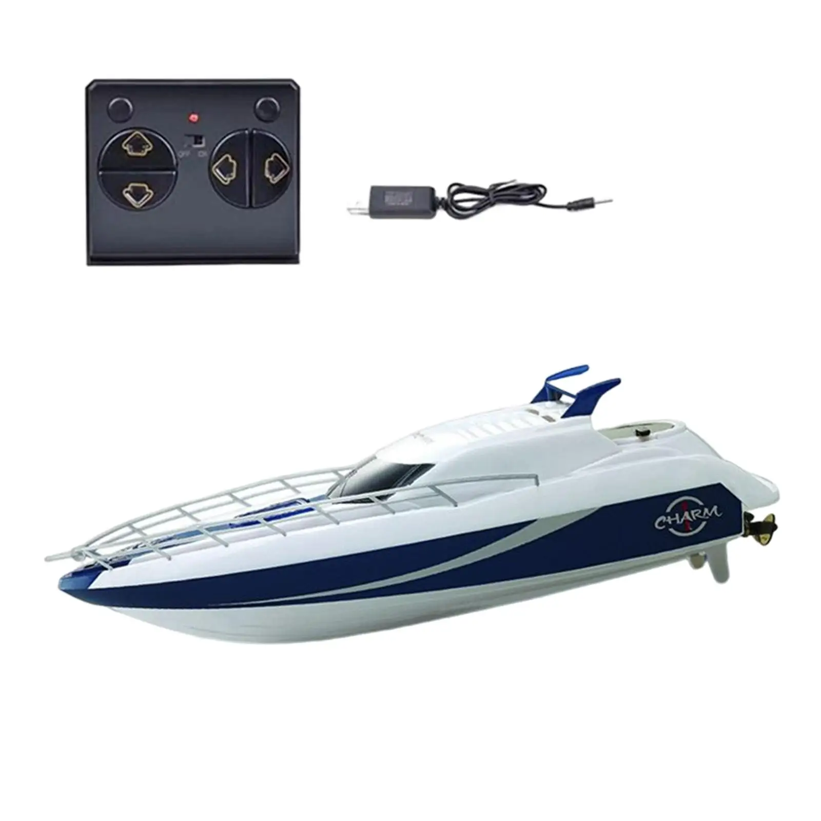 Portable Remote Control Boat Speedboat USB Rechargeable RC Boat Warship Model for Kids Children Boys Girls Birthday Gifts