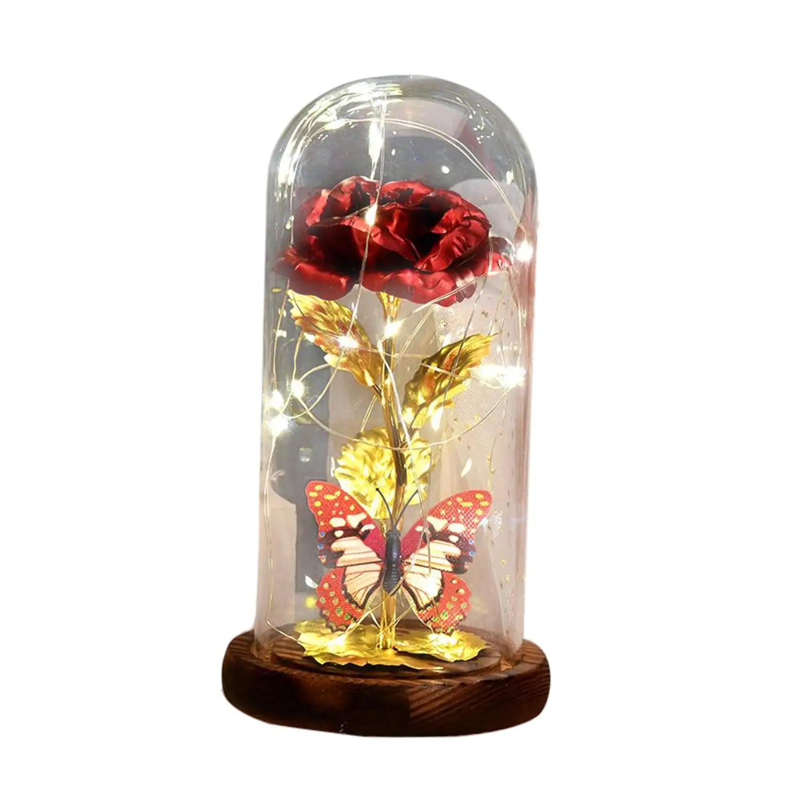 Rose Flower Ornaments Atmosphere Lamp Crafts Decorative LED Night Light for Bedroom Wedding Tabletop Fireplace Decorations