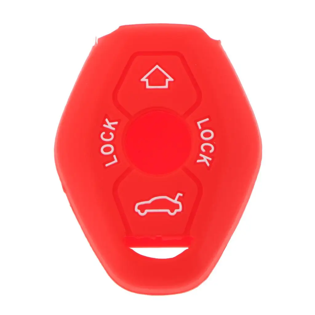Smart 3 Buttons Car Remote Key Case Silicone Fob Key Cover Black for Red