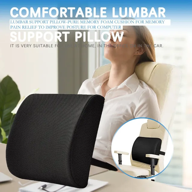 Memory Foam Lumbar Back Support Pillow For Computer Chair Massage