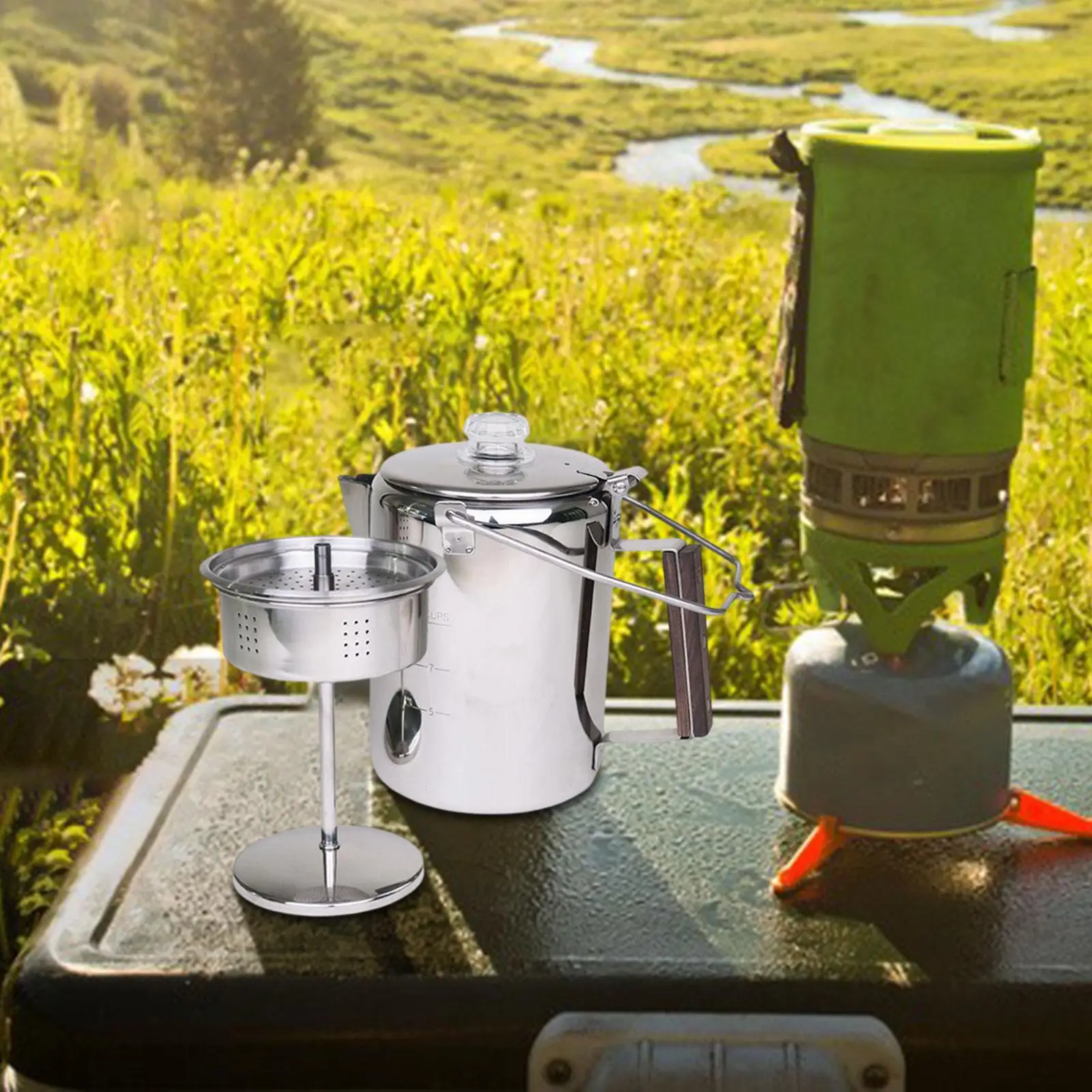 Coffee Percolator Stovetop for Open Fire Coffee Maker Percolator for Camping