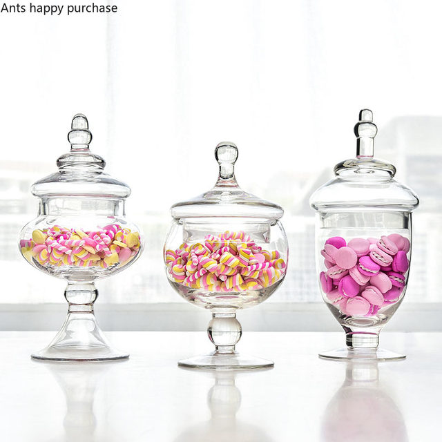 Mini Transparent Candy Jar Decorative Glass Jar with Cover Food Storage  Tank Display Container Storage Bottle