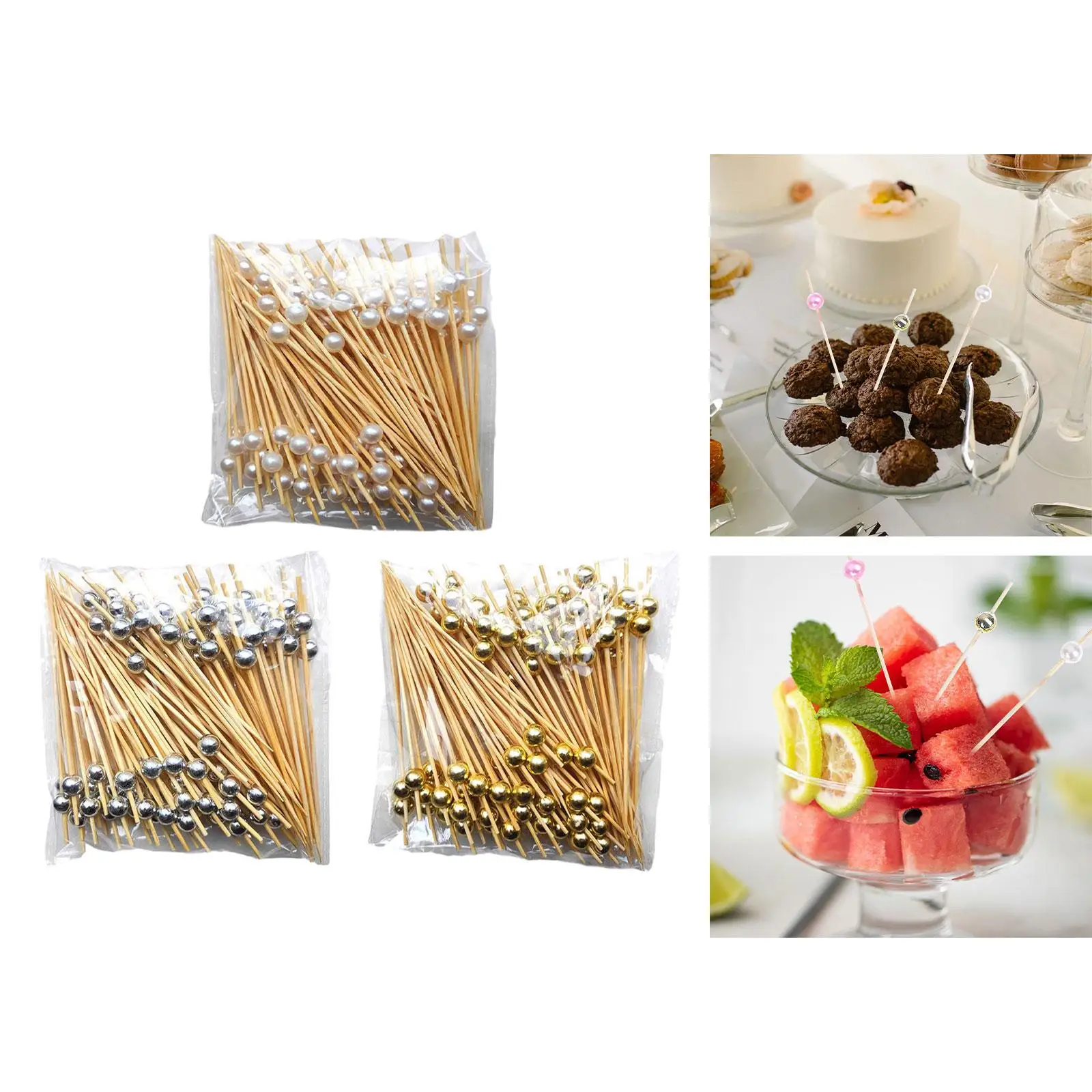 300 Pieces Cocktail Picks Snack Appetizer Forks Wood Frill Picks for Holiday Birthday Themed Party Appetizer Sandwich Wedding