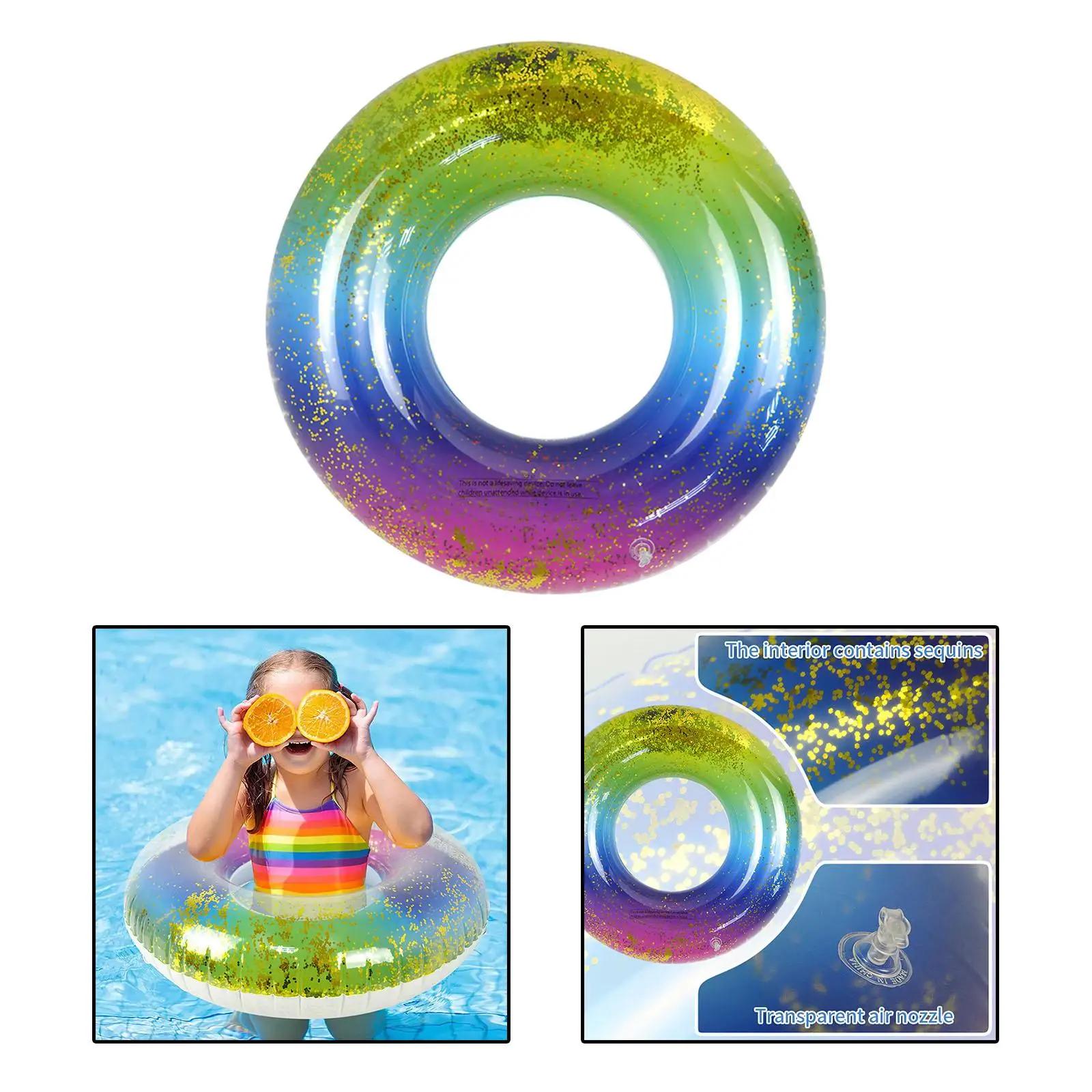 Portable Swimming Ring Water Supplies Pool Raft Transparent Color Air Pump Inflatable for Swimming Pool Pool Floats Lake Outdoor