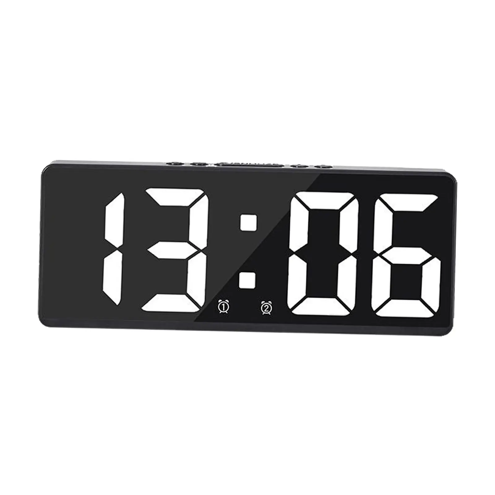 Digital Alarm Clock Table Large LED Display USB Charger Calendar Voice Control